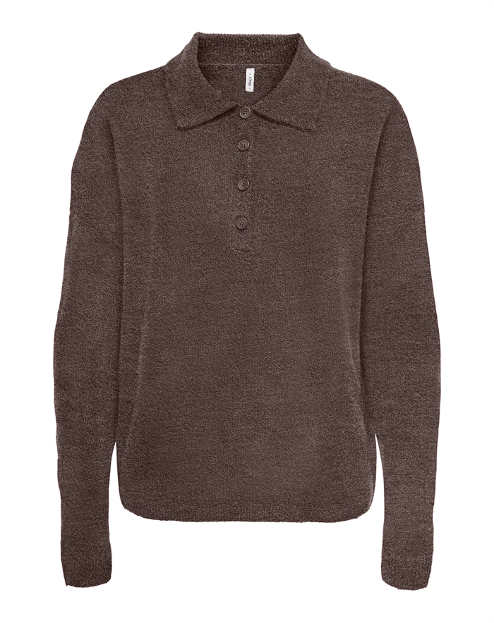  Only - ONLTalio LS Neck Strik Polo - Chocolate 