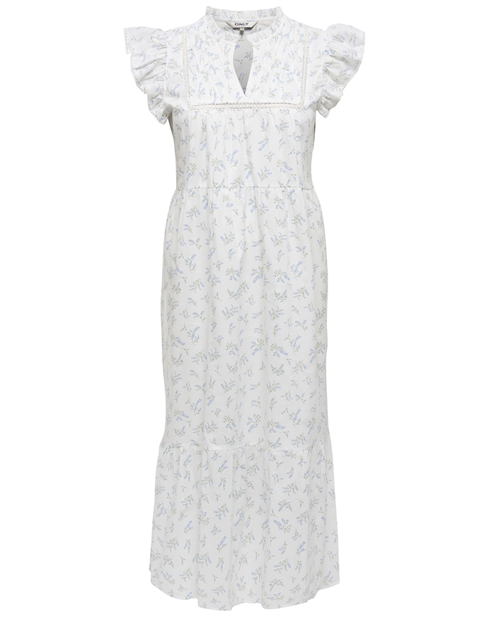 Only - ONLTes-Idris Frill Tape Kjole - Cloud Dancer/Wild Bunde