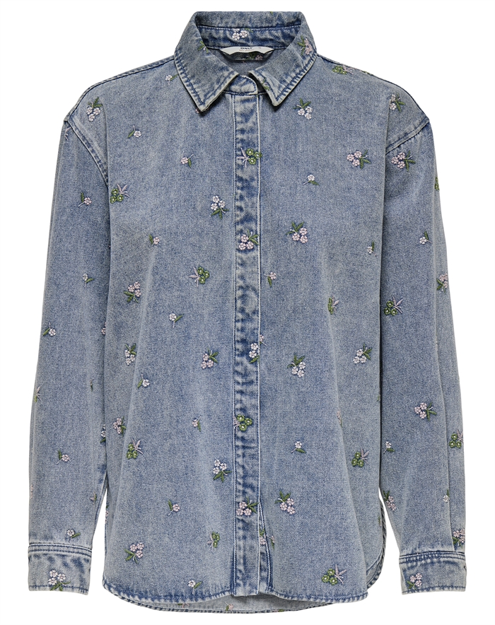 Only - ONLVera Flower Skjorte - Light Blue Denim