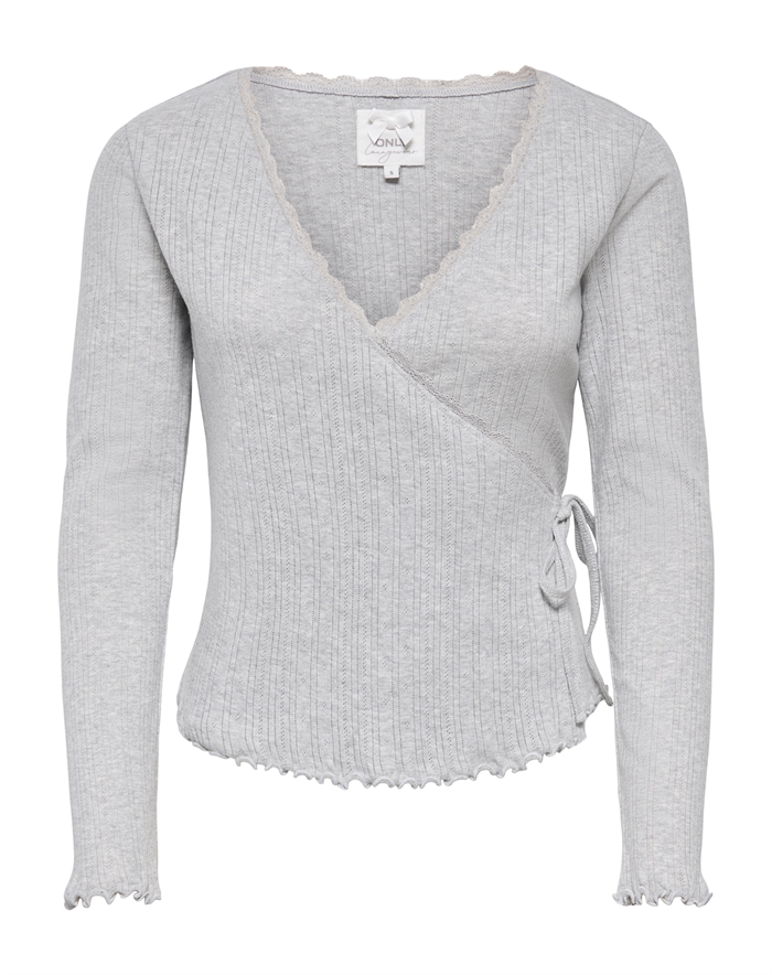Only - ONLVips Wrap Cardigan - Light Grey Melange