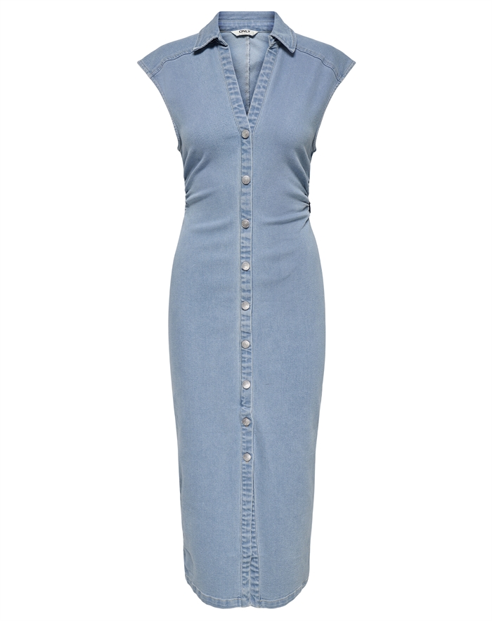 Only - OnlBabe Capsleeve Midi Kjole - Light Blue Denim