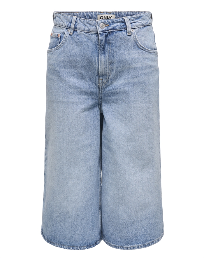 Only - Onlhope Wide Long Denim Shorts - Light Blue Denim