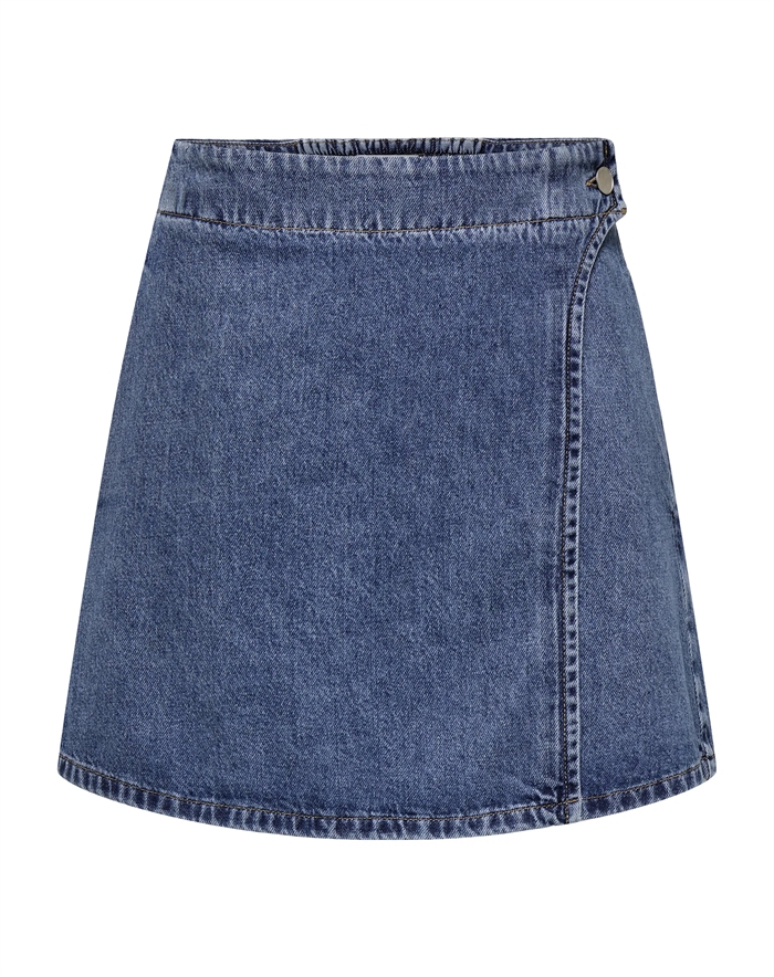 Only - Onlthea Wrap Short Nederdel - Medium Blue Denim