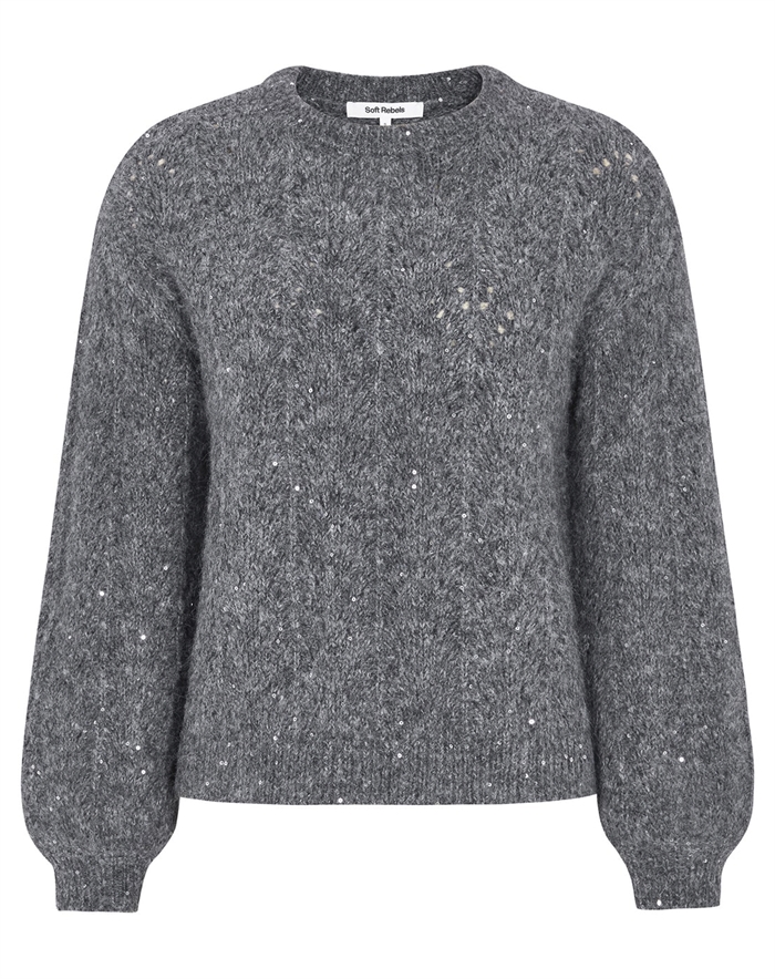 Soft Rebels - SRFrances Sequin Knit - Dark Grey Melange