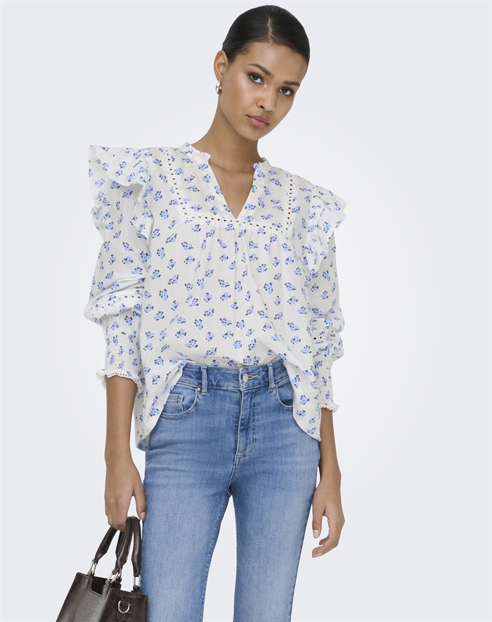 Only - ONLIdris Frill Tape Bluse - Cashmere Blue