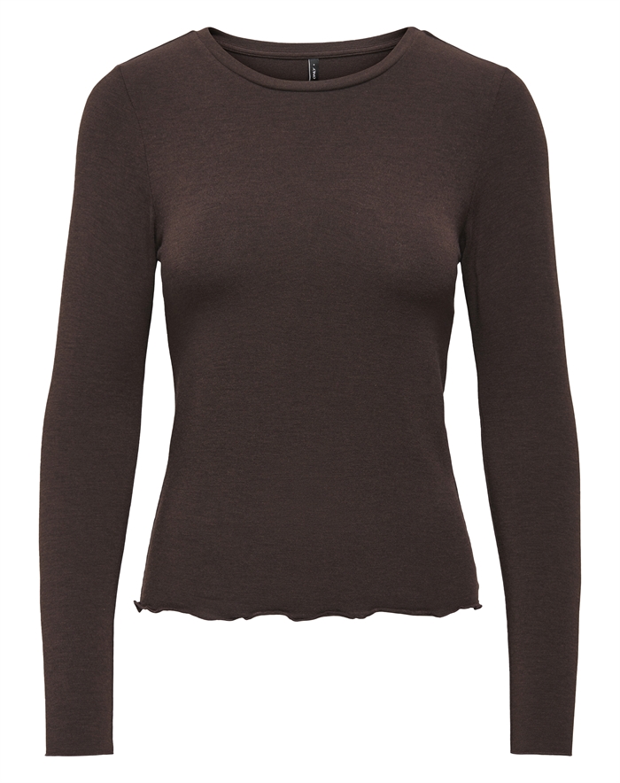 Only - ONLVirro O-Neck L/S Bluse - Seal Brown