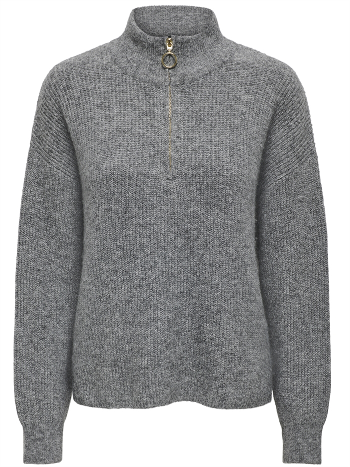Only - ONLTokyo Solid Zip Pullover - Dark Grey Melange