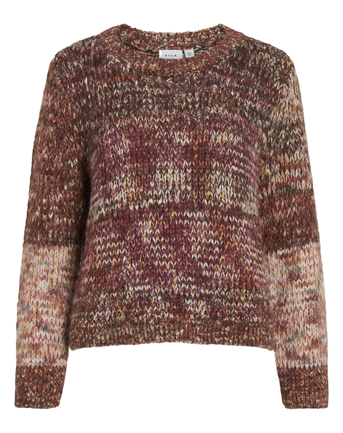 Vila - VIChea Boatneck Strik - Fig/Multi Color