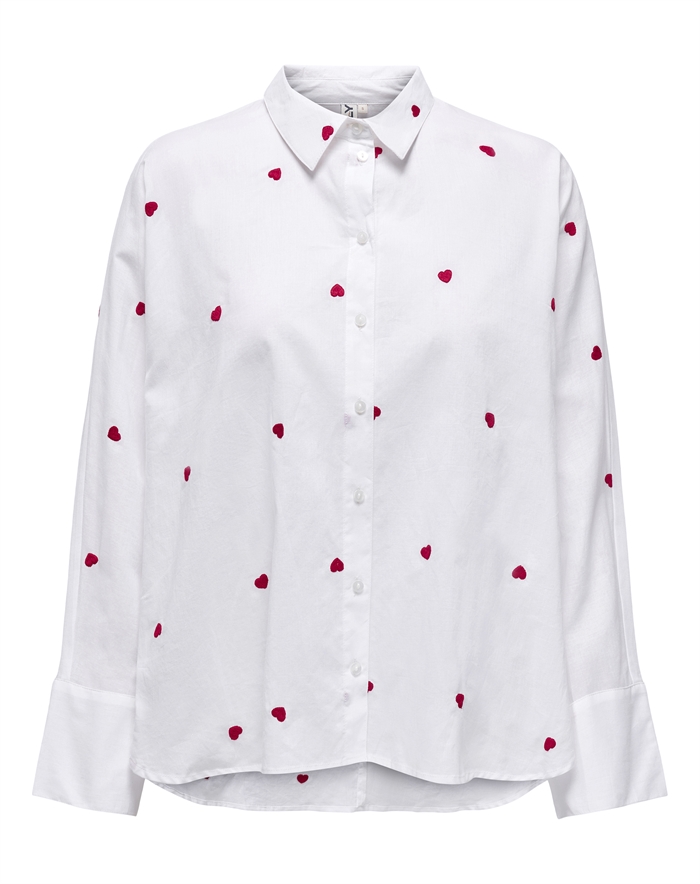 Only - ONLNew Lina Grace Emb Skjorte - Bright White/Heart