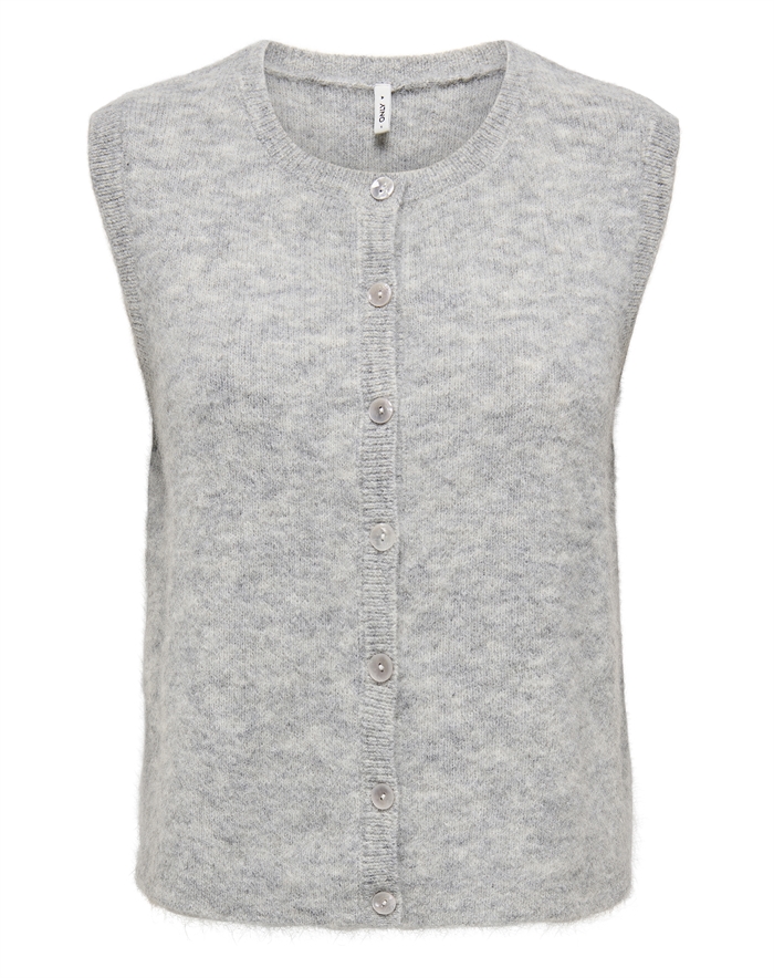 Only - ONLAllison Button Strik Vest - Light Grey Melange