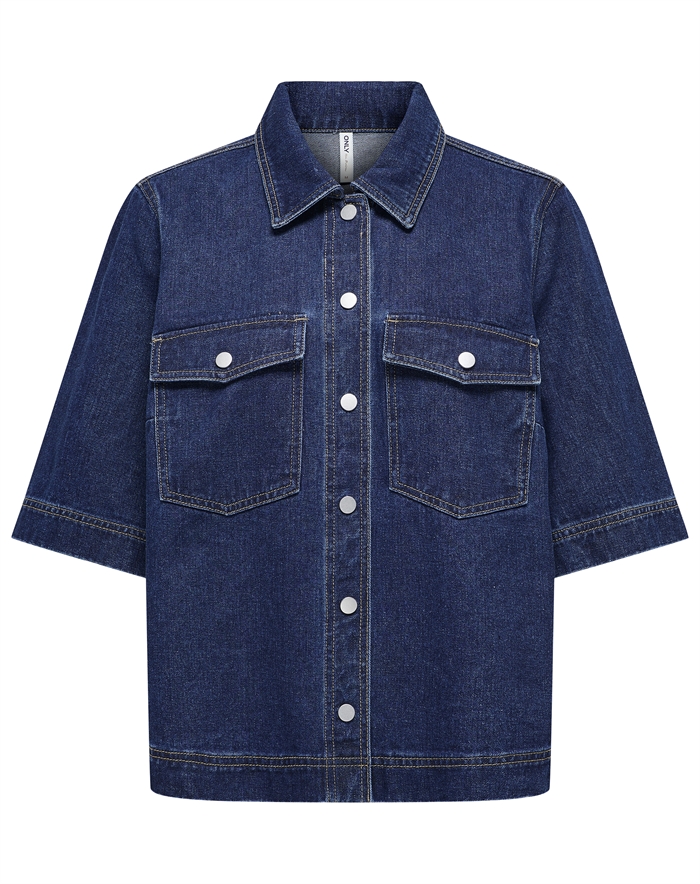 Only - ONLBelle Denim Skjorte - Dark Blue Denim