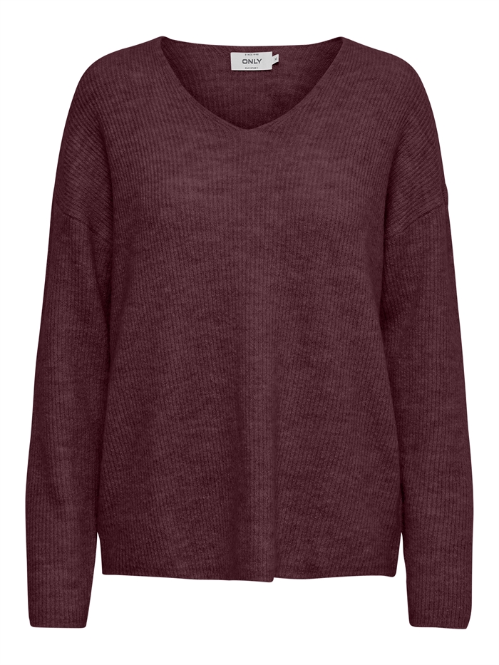 Only - ONLCamilla V-Neck Strik - Port Royale/Melange