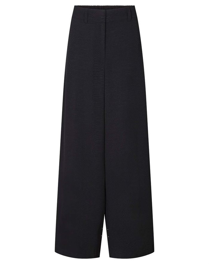 Rabens Saloner - Dalvina Grossgrain Wide Leg Bukser - Black