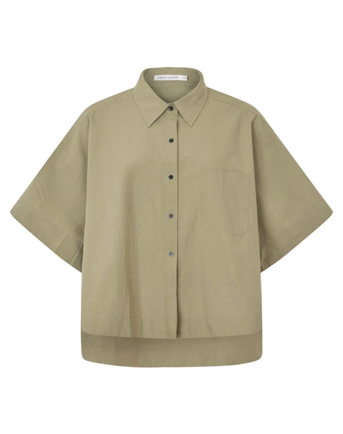 Rabens Saloner - Berte Poplin Curved Hem Skjorte - Vertiver