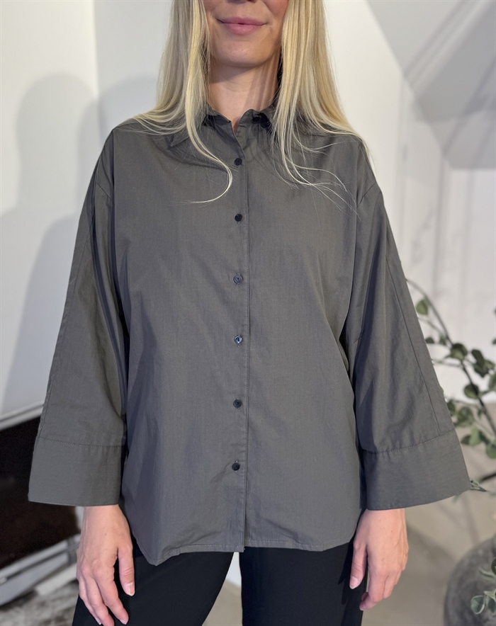Rabens Saloner - Chloe Poplin Full Skjorte - Pirate Black