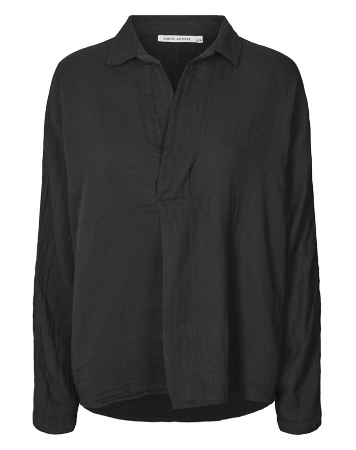 Rabens Saloner - Jojo Cotton Double Elbow Patch Skjorte - Black
