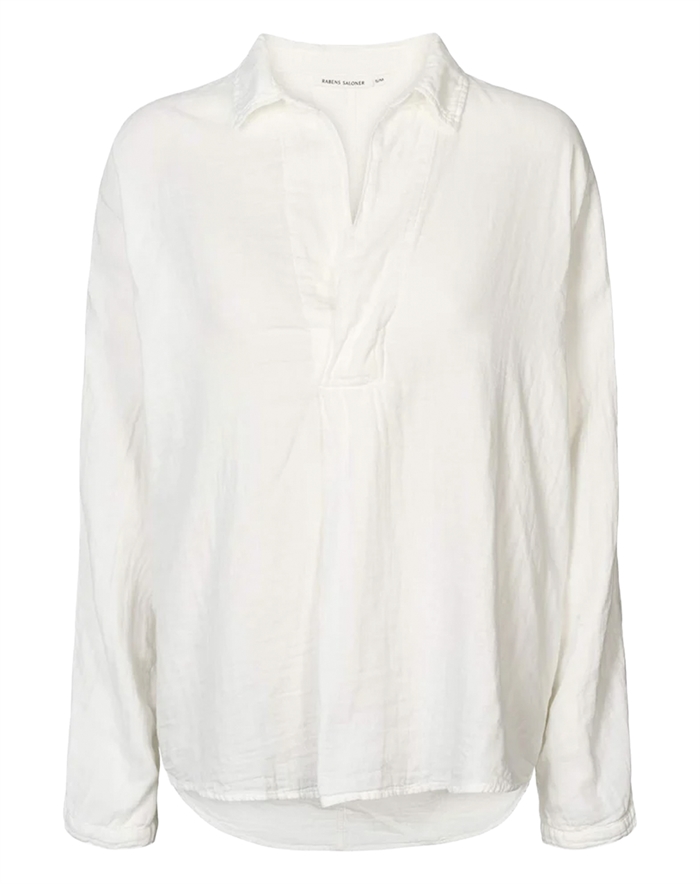 Rabens Saloner - Jojo Cotton Double Elbow Patch Skjorte - White