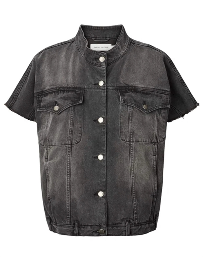 Rabens Saloner - Mir Denim Vest - Washed Black Denim