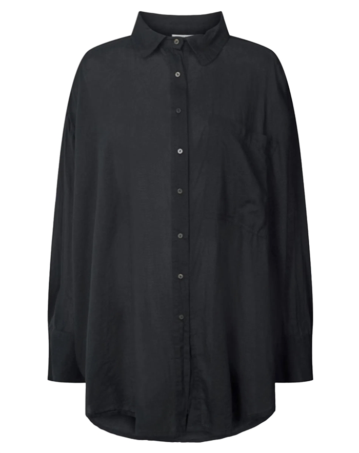 Rabens Saloner - Noah Cotton Oversized Skjorte - Black
