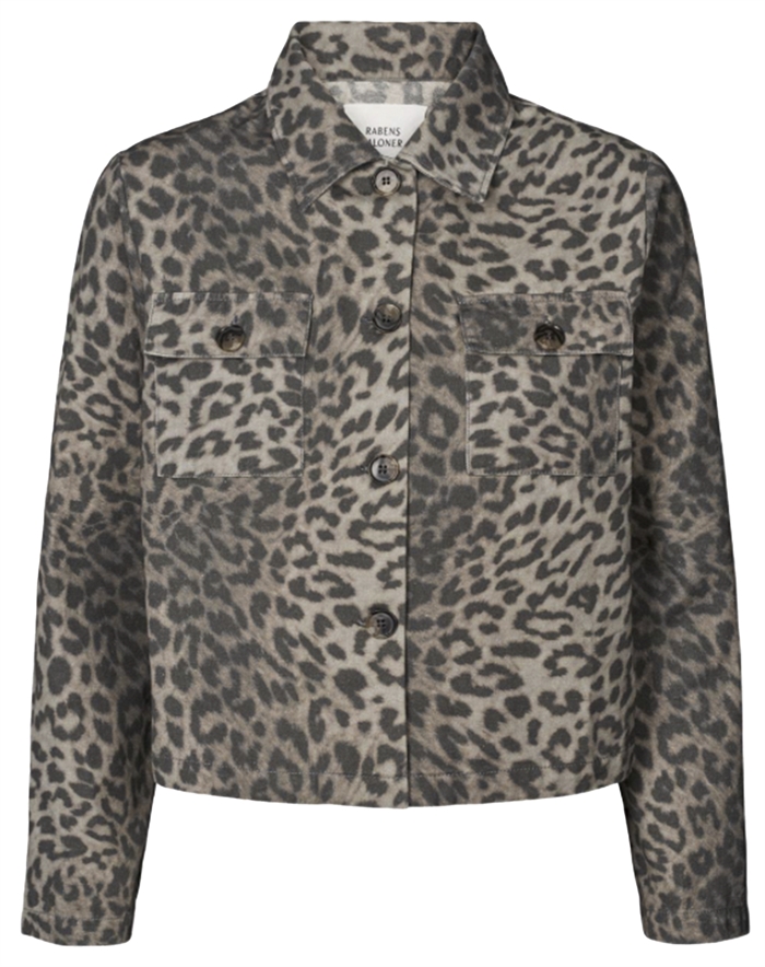 Rabens Saloner - Aleksandra Leopard Print Short Jakke - Snow Leopard