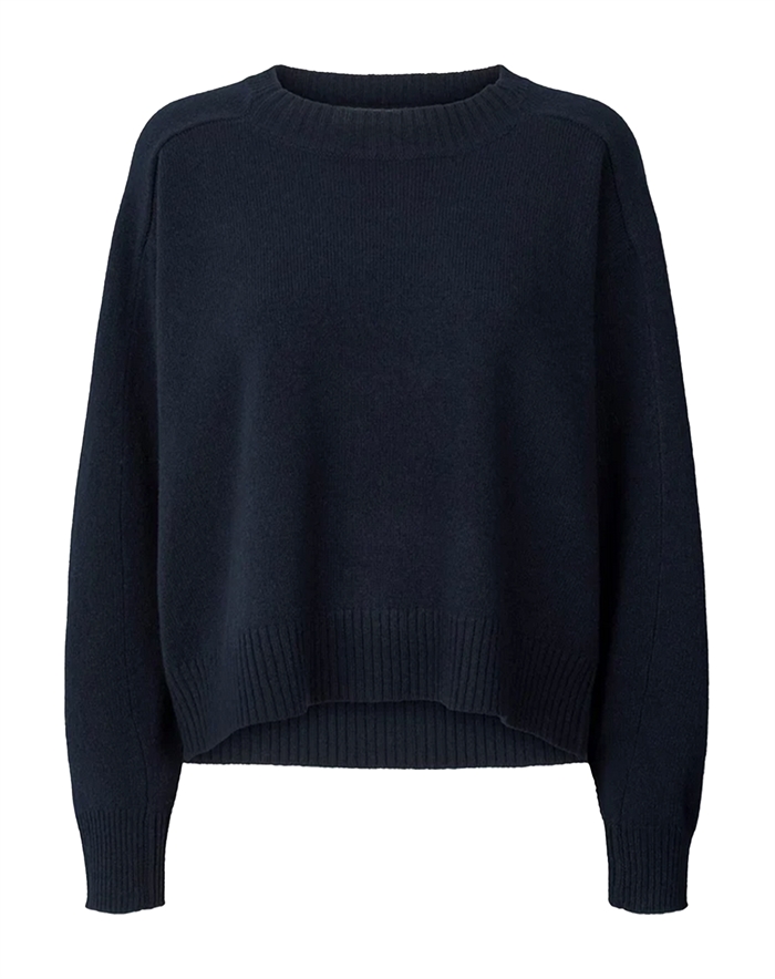 Rabens Saloner - Dalani Pure Wool Boxy Strik - Navy