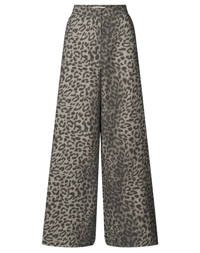 Rabens Saloner - Inja Leopard print Wide Leg Bukser - Snow Leopard -