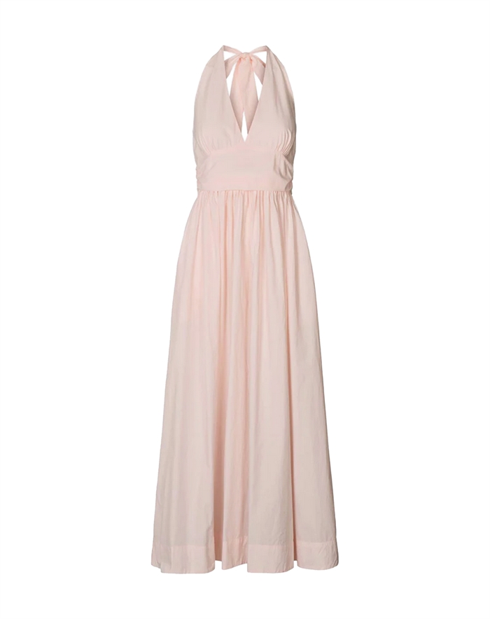 Rabens Saloner - Izette Poplin Halter Kjole - Light Rose 