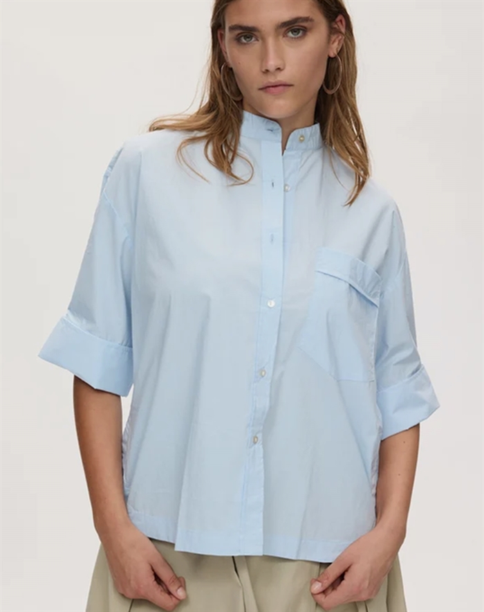 Rabens Saloner - Seval Poplin Boxy Skjorte - Light Blue
