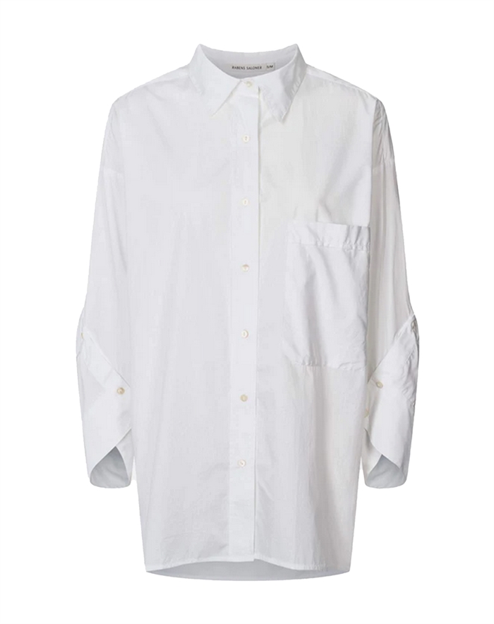 Rabens Saloner - Susan Poplin Twist Cuff Skjorte - White 