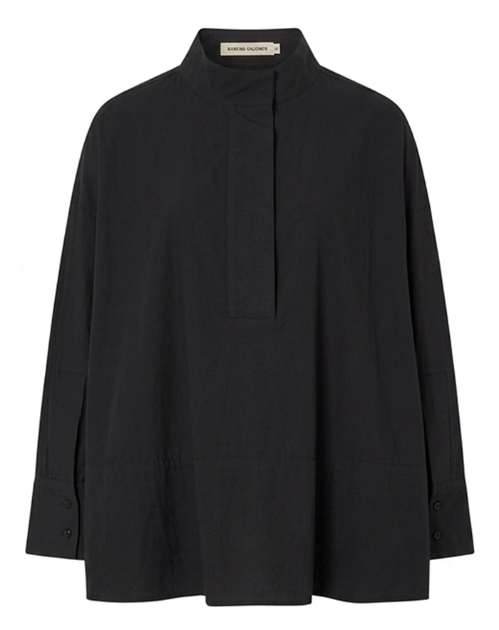 Rabens Saloner - Smea Poplin Flared Skjorte - Black