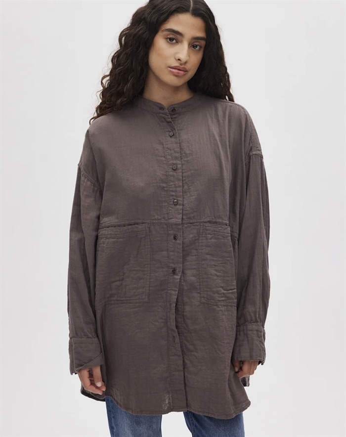 Rabens Saloner - Sonja Cotton Double Oversized Skjorte - Brown