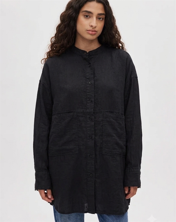 Rabens Saloner - Sonja Cotton Double Oversized Skjorte - Black