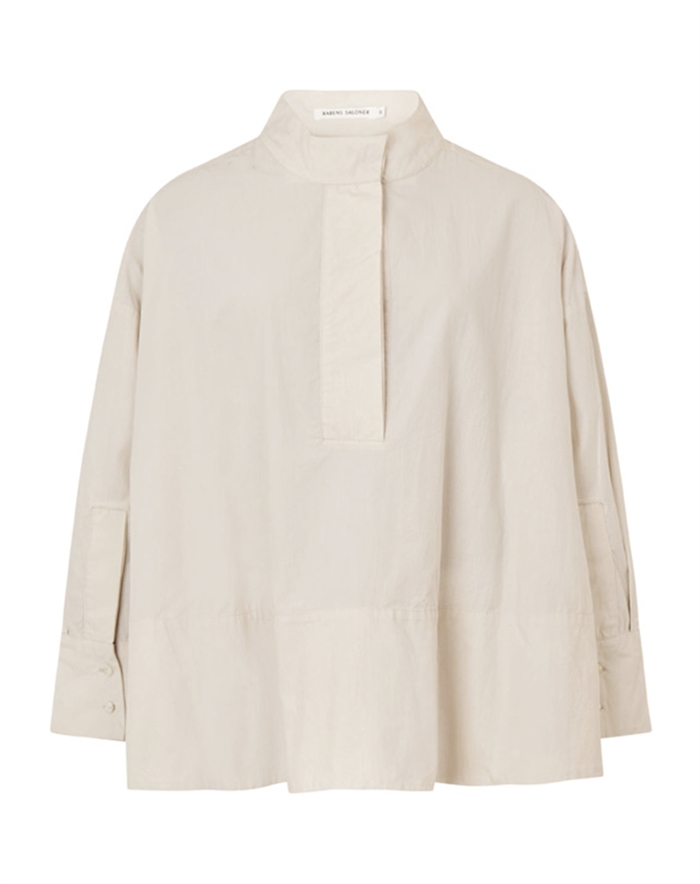 Rabens Saloner - Poplin Flared Skjorte - Clay