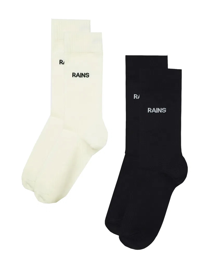 Rains Logo Strømper - 2 stk - Fossil/Black