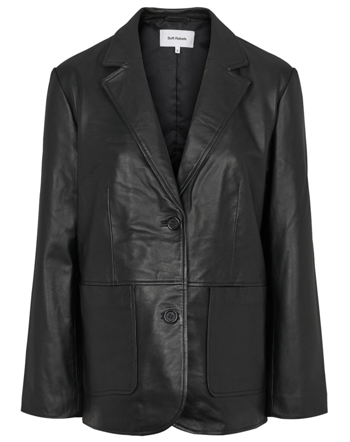 Soft Rebels - SRDella Leather Blazer - Black