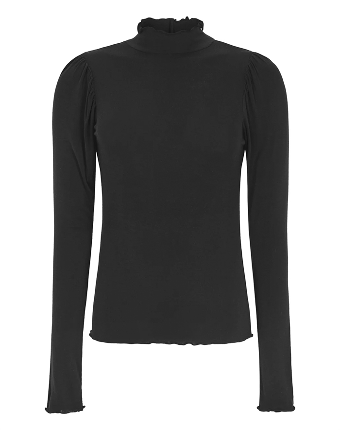 Soft Rebels - SRRoman Frill Langærmet Trøje - Black