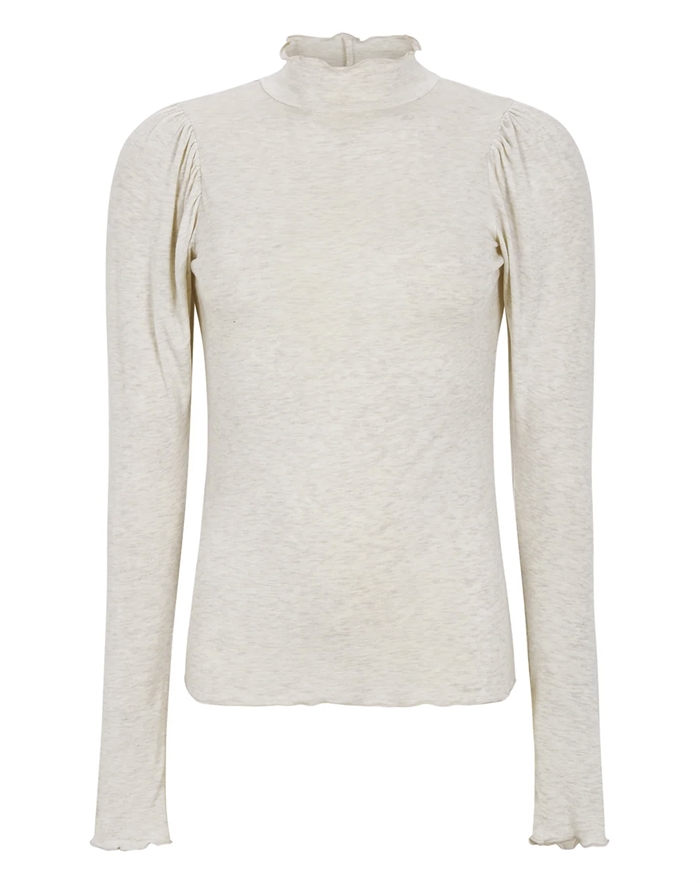 Soft Rebels - SRRoman Frill Langærmet Trøje - Arctic Wolf Melange