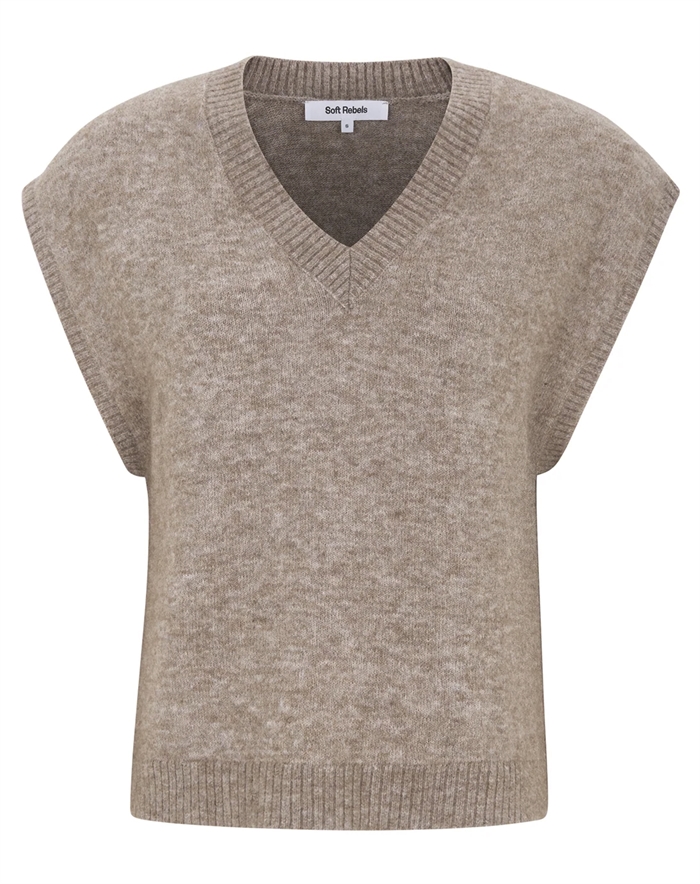 Soft Rebels - SRAllison V-neck Vest - Falcon Melange
