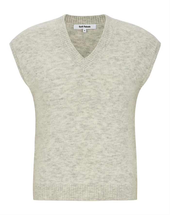 Soft Rebels - SRAllison V-neck Vest - Pumice Stone Melange