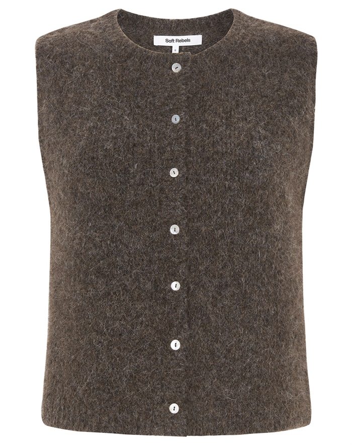 Soft Rebels - SRCamilla Vest Knit - Demitasse Melange