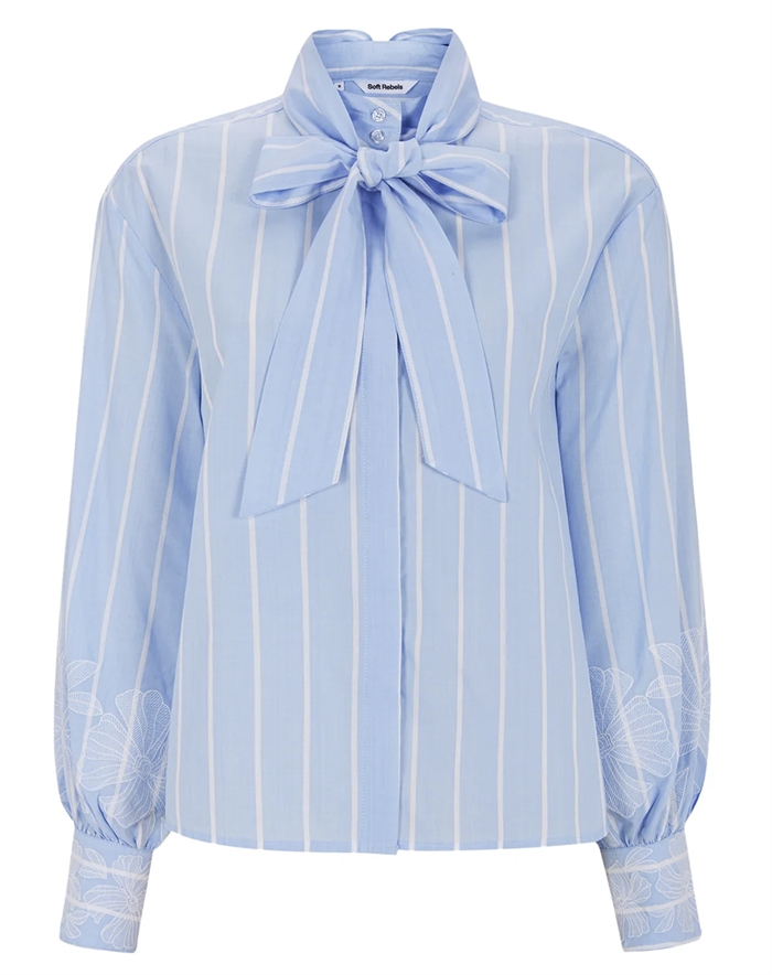 Soft Rebels - SRKiri Skjorte - Windsurfer/Snow White Stripe