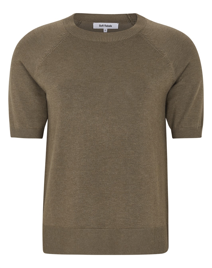 Soft Rebels - SRMaria SS O-Neck Strik - Sepia Melange