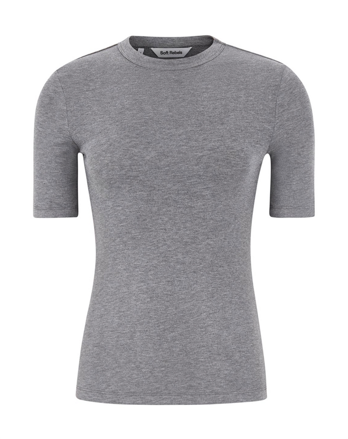 Soft Rebels - SRRoman SS Top - Medium Grey Melange 
