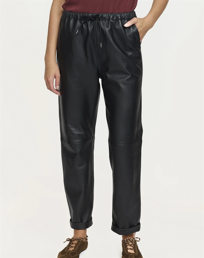 Soft Rebels - SRNylah Leather Bukser - Black