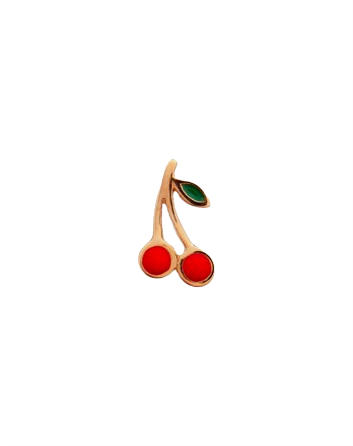 Stine A - Petit Cherry Enamel Single Ørering - Guldfarvet
