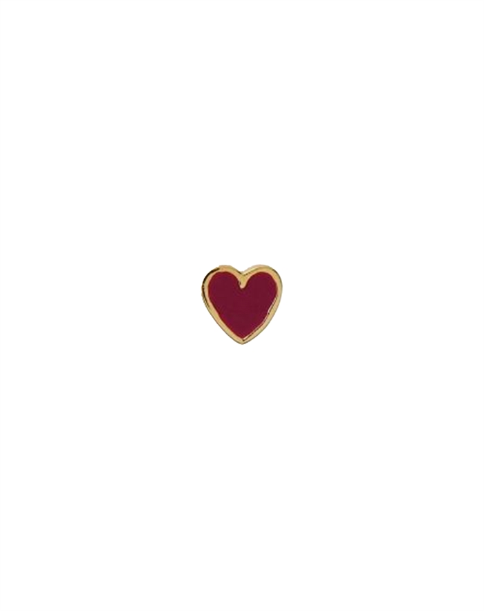 Stine A - Petit Love Heart Enamel Single Ørering - Burgundy/Guldfarvet