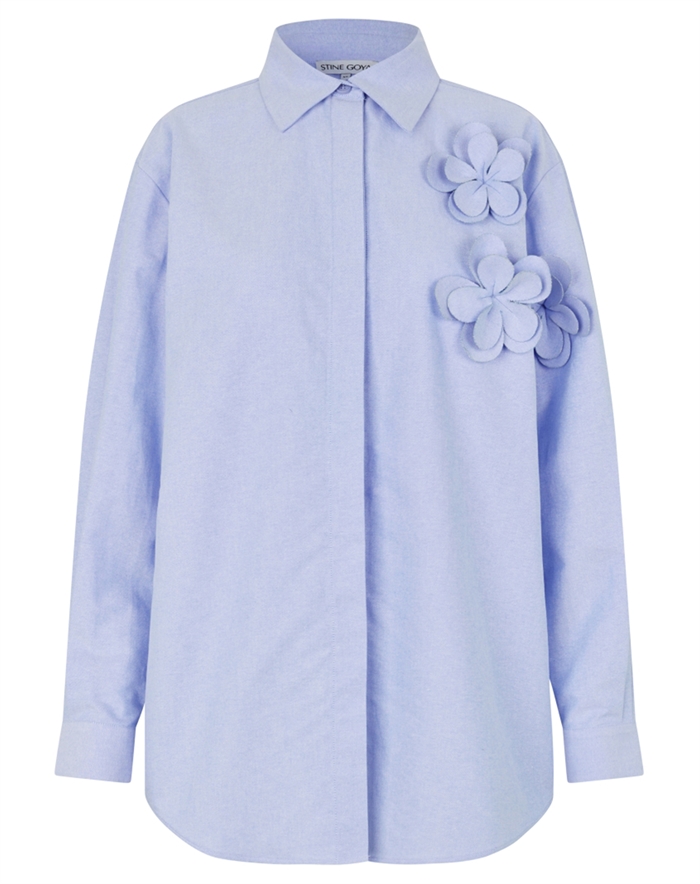 Stine Goya - Floral Skjorte - Brunnera Blue