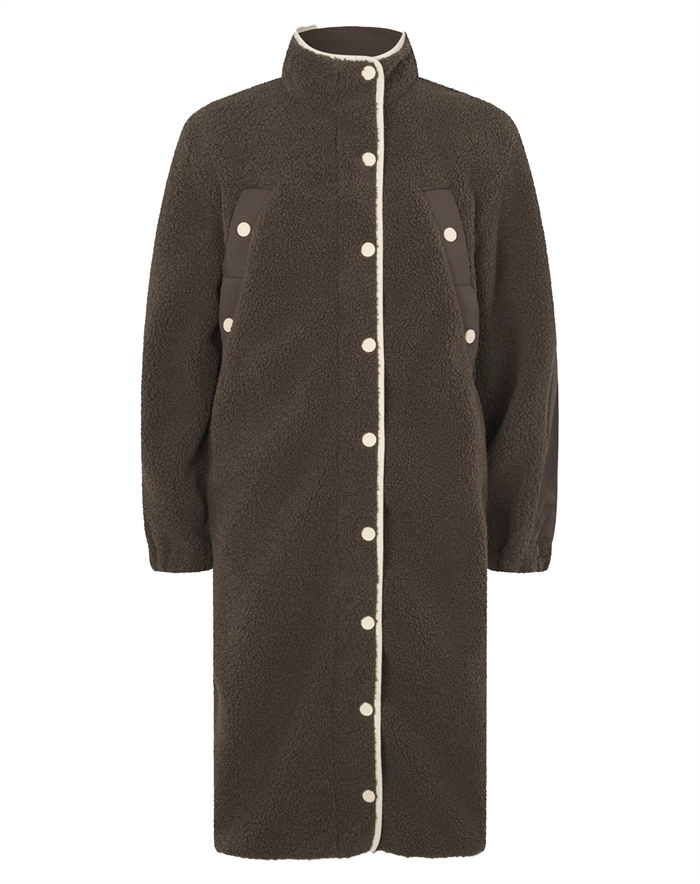 Stine Goya - Long Fleece Jakke - Dark Oak