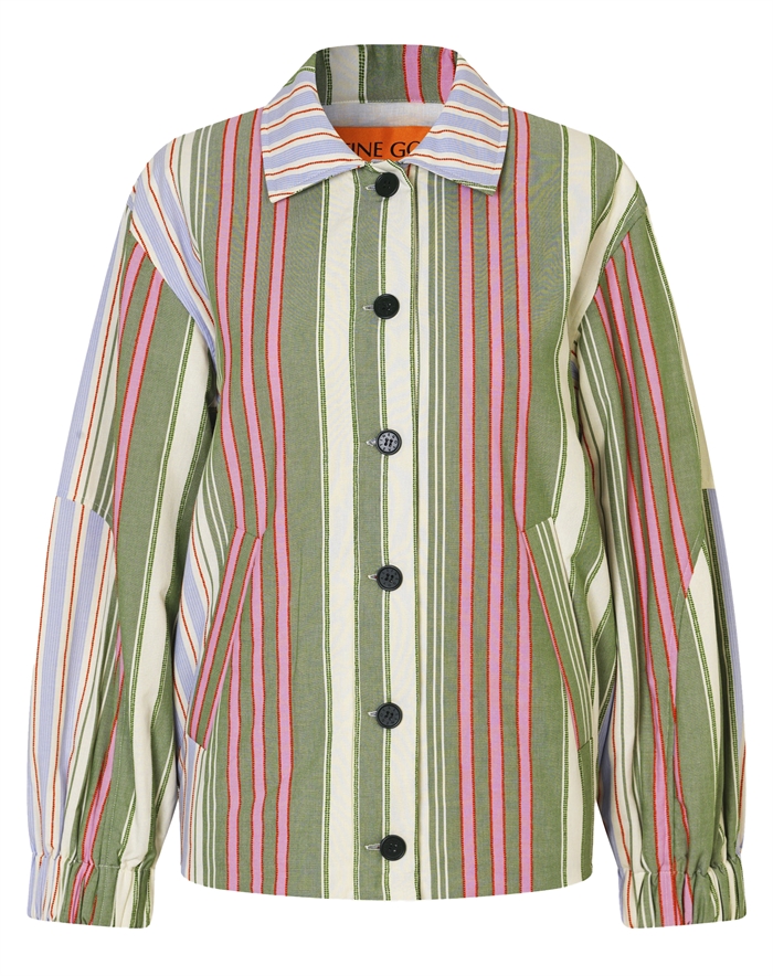 Stine Goya - Oversized Utility Workwear Jakke - Forest Stripe
