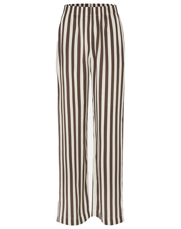 Stine Goya - Elasticated Long Bukser - Ivory Stripes 